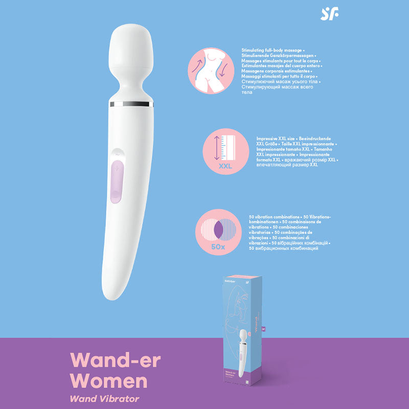 Satisfyer Wand-er Woman - White USB Rechargeable Massager Wand - Just for you desires
