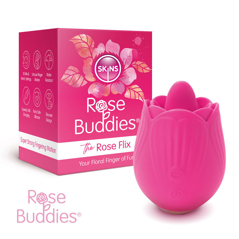 Skins Rose Buddies - The Rose Flix - Pink USB Rechargeable Flicking Rose Stimulator - Just for you desires