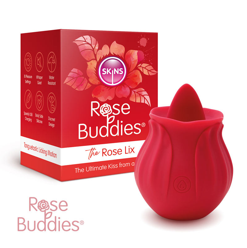 Skins Rose Buddies - The Rose Lix - Red USB Rechargeable Flicking Rose Stimulator - Just for you desires