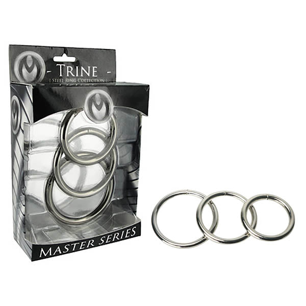 Master Series Trine Steel Ring Collection - Steel Cock Rings - Set of 3 Sizes - Just for you desires