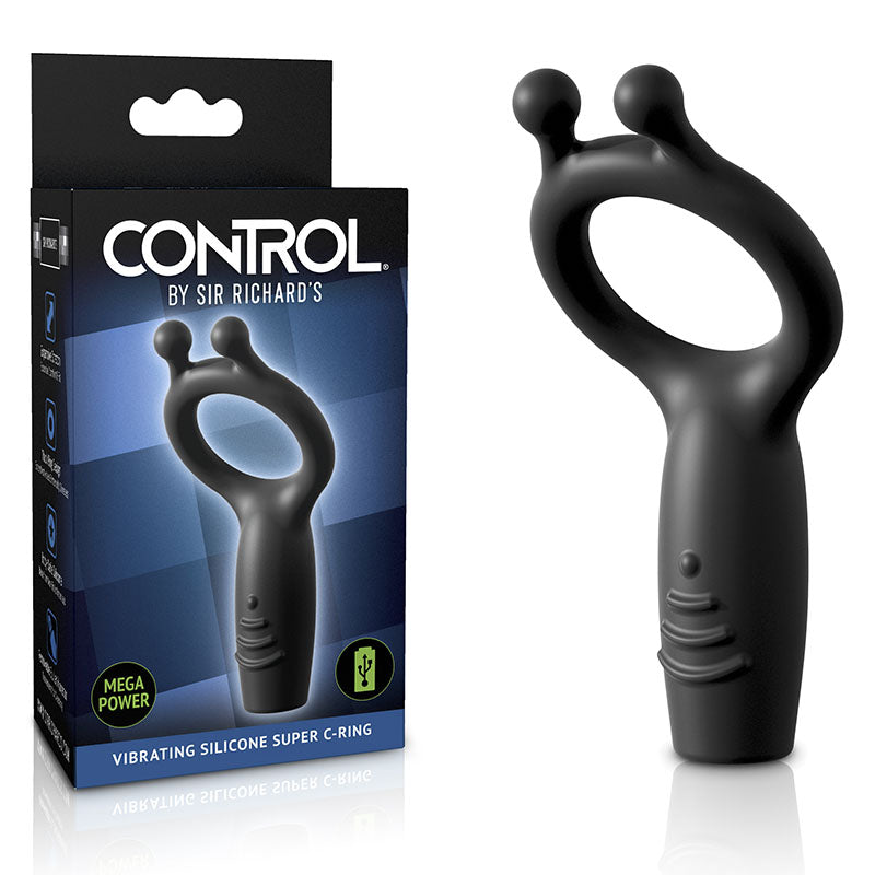 Sir Richards Vibrating Silicone Super C-Ring - Grey USB Rechargeable Vibrating Cock Ring - Just for you desires