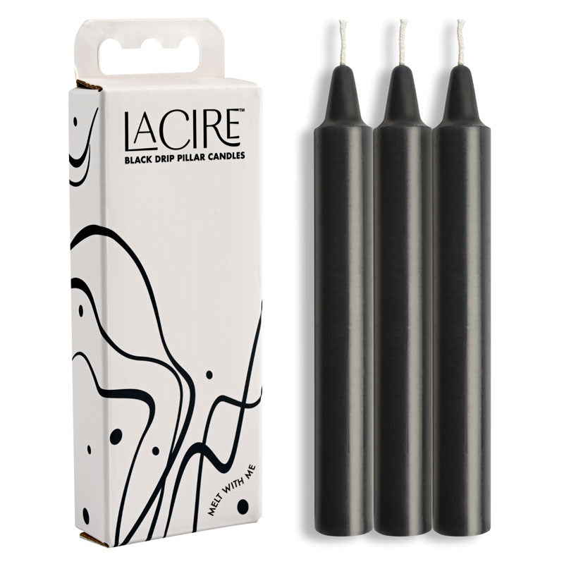LaCire Drip Pillar Candles - Black - Black Drip Candles - Set of 3 - Just for you desires