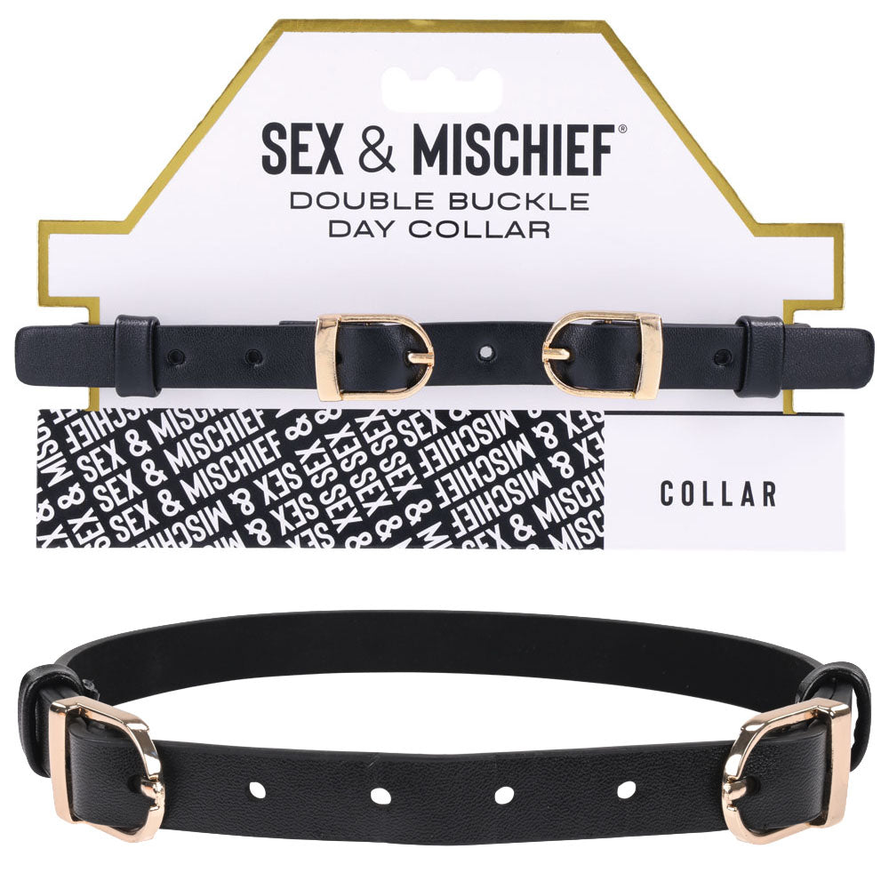 Sex & Mischief Double Buckle Day Collar - Black Collar - Just for you desires