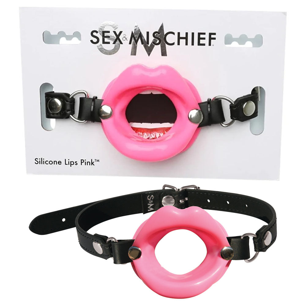 Sex & Mischief Silicone Lips Mouth Gag - Pink - Pink Mouth Restraint - Just for you desires