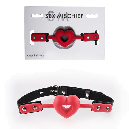 Sex & Mischief Amor Ball Gag - Red/Black Mouth Restraint