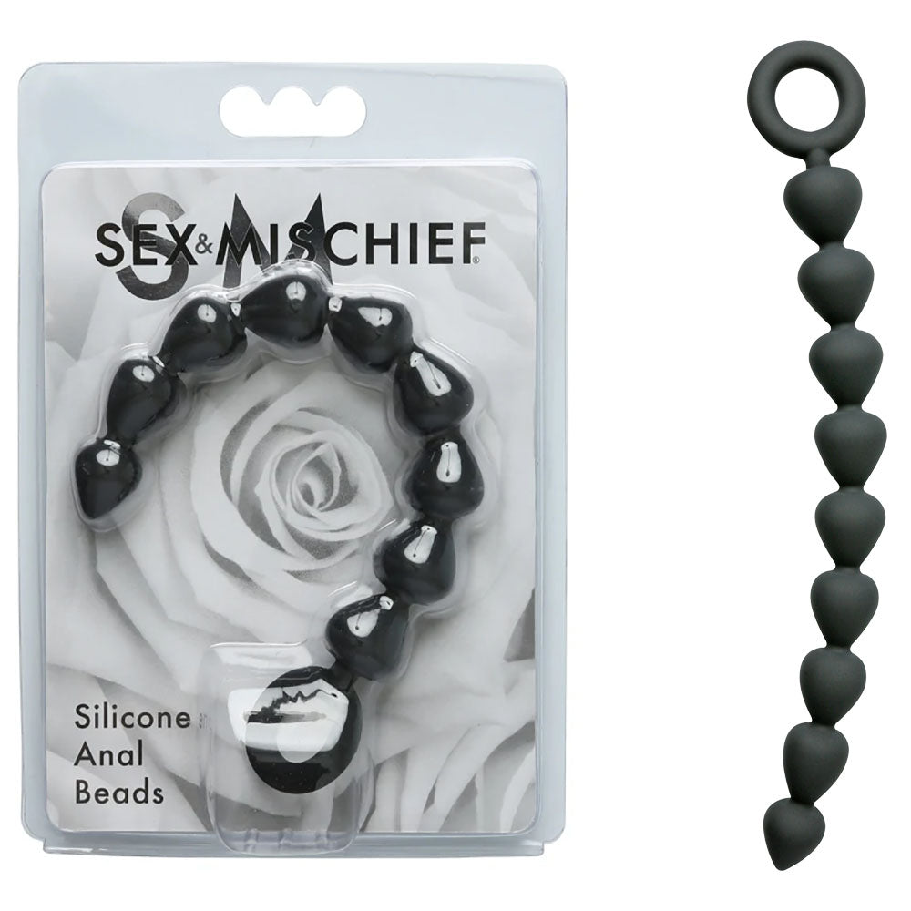 Sex & Mischief Silicone Anal Beads - Black - Black 22.9 cm Anal Beads - Just for you desires