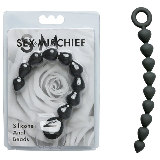 Sex & Mischief Silicone Anal Beads - Black - Just for you desires