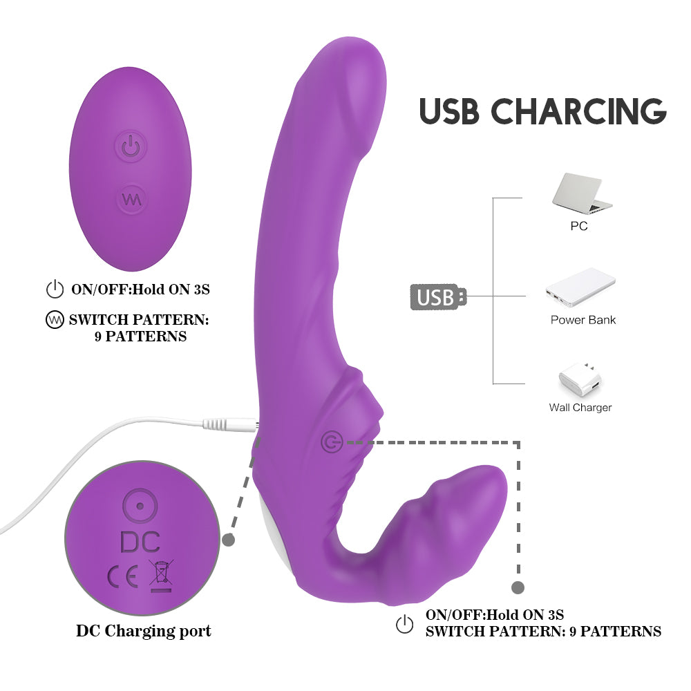 Naked Dual Ended silicone recharageable Vibrator purple - Just for you desires