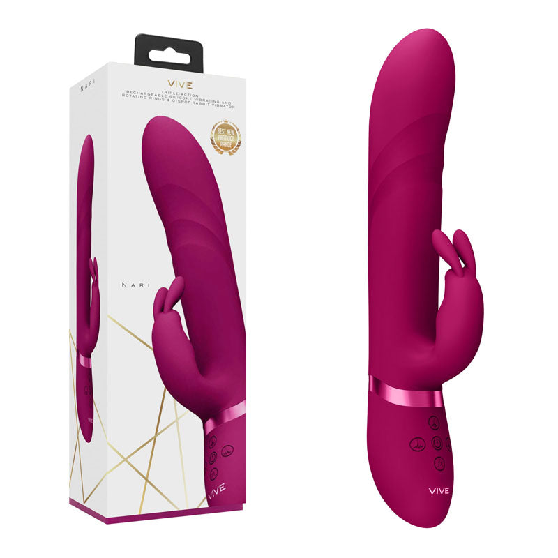 VIVE Nari - Pink - Pink 24.1 cm USB Rechargeable Rabbit Vibrator - Just for you desires