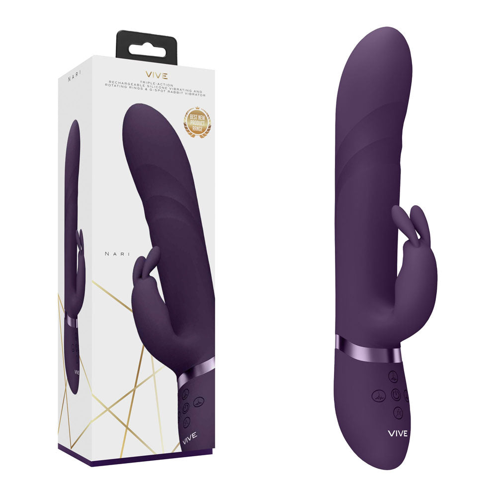 VIVE Nari - Purple - Purple 24.1 cm USB Rechargeable Rabbit Vibrator - Just for you desires