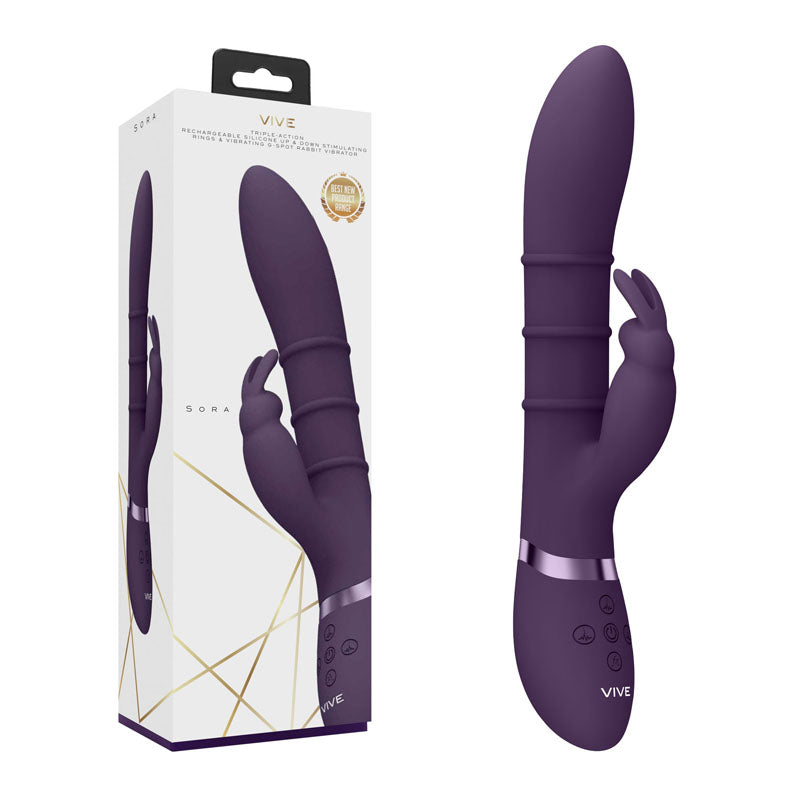 VIVE Sora - Purple - Purple 24.2 cm USB Rechargeable Rabbit Vibrator - Just for you desires