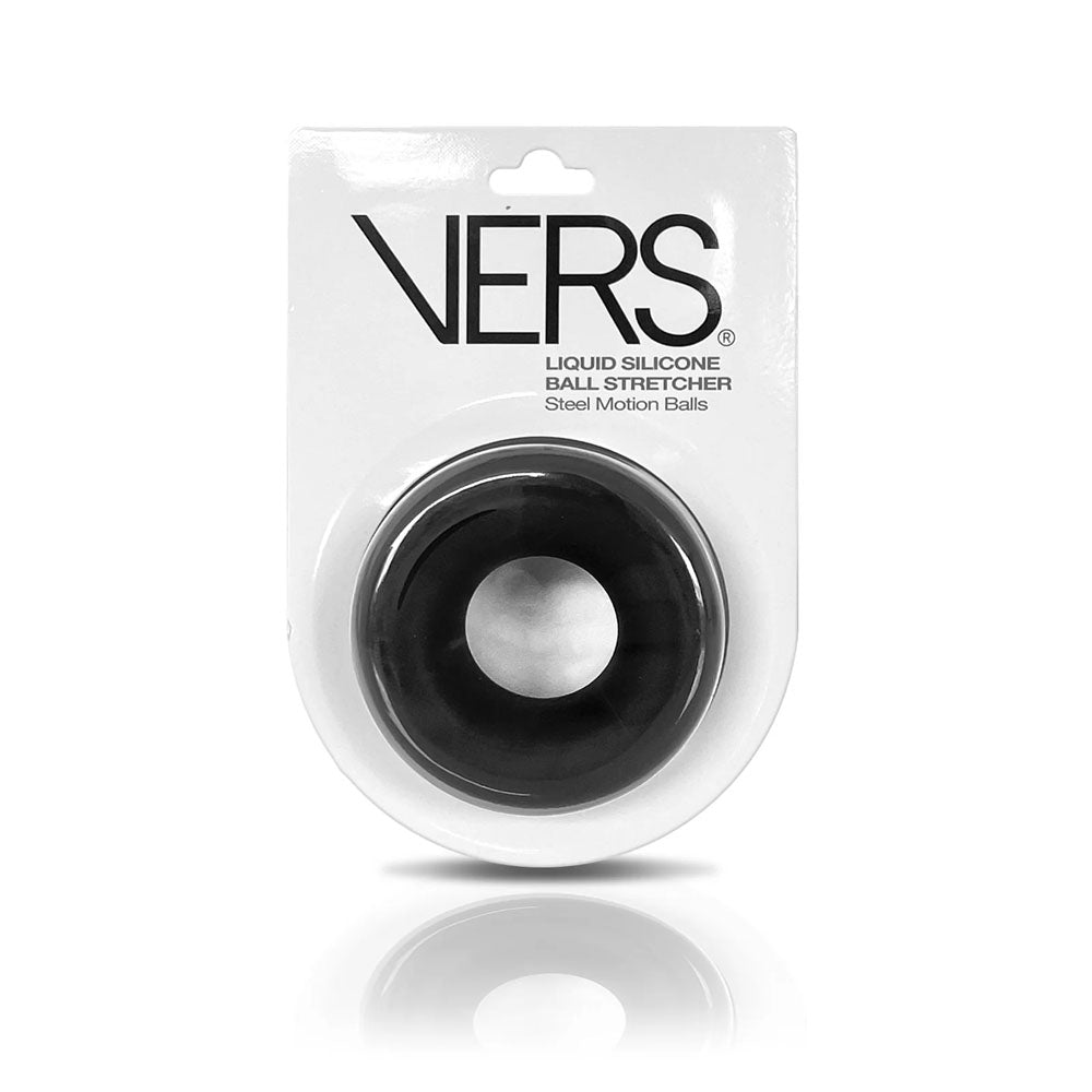 VERS Liquid Silicone Steel Motion Ball Stretcher - Black Ball Stretcher Ring with Steel Motion Balls