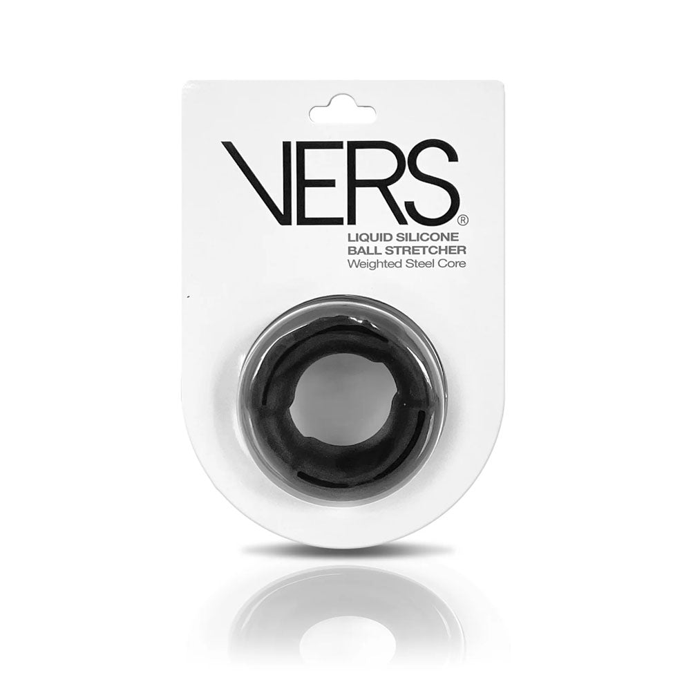 VERS Liquid Silicone Weight Steel Core Ball Stretcher - Black Ball Stretcher Ring with Steel Core - Just for you desires