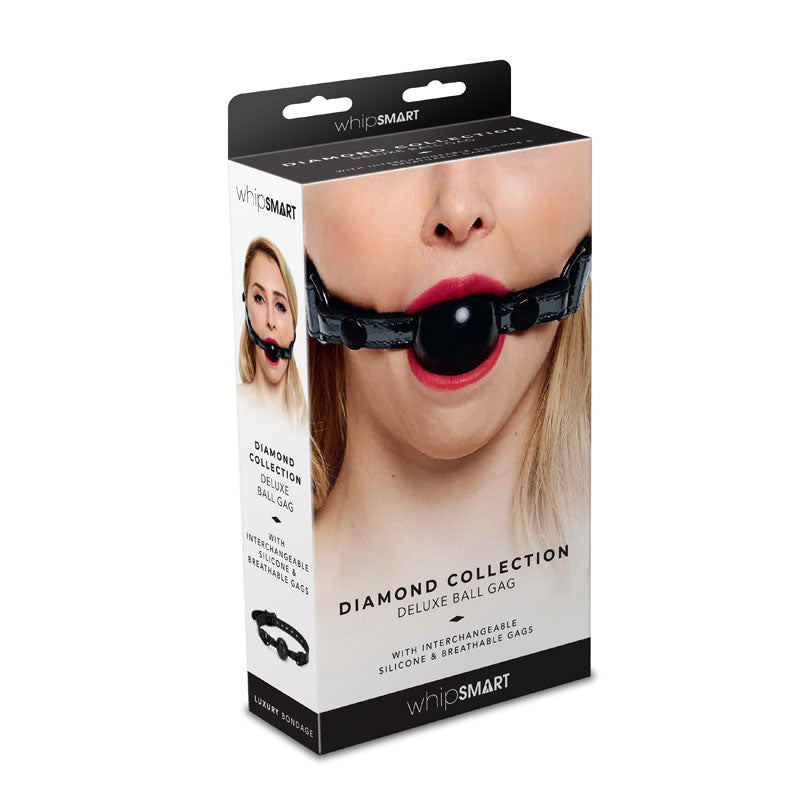 WhipSmart Diamond Ball Gag - Black Mouth Restraint - Just for you desires
