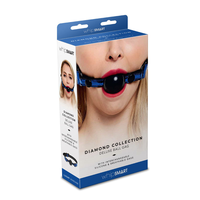 WhipSmart Diamond Ball Gag - Blue Mouth Restraint - Just for you desires