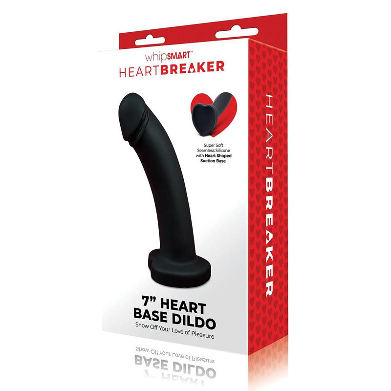 WhipSmart Heartbreaker 7'' Heart Base Dildo - Black 17.8 cm Dong with Heart Shaped Base - Just for you desires