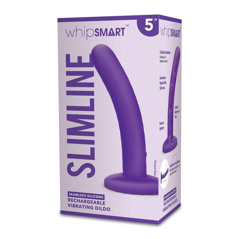 WhipSmart 5'' Slimline Rechargeable Vibrating Dildo - Purple 12.7 cm USB Rechargeable Dildo - Just for you desires