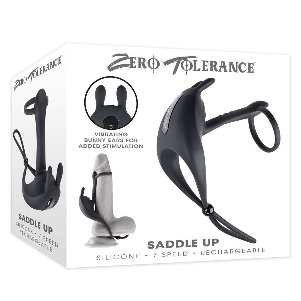 Zero Tolerance SADDLE UP - Black USB Rechargeable Vibrating Cock & Ball Rings - Just for you desires