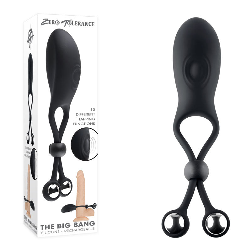 Zero Tolerance THE BIG BANG - Black USB Rechargeable Vibrating Lasso Cock Ring - Just for you desires