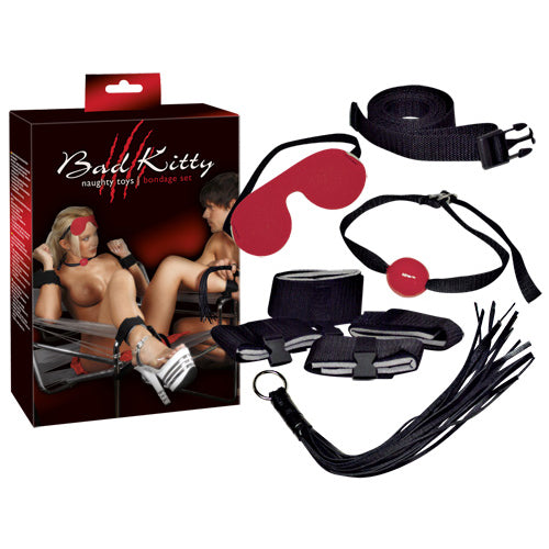 Bad Kitty Red Box Bondage Set 8pcs black whip - Just for you desires